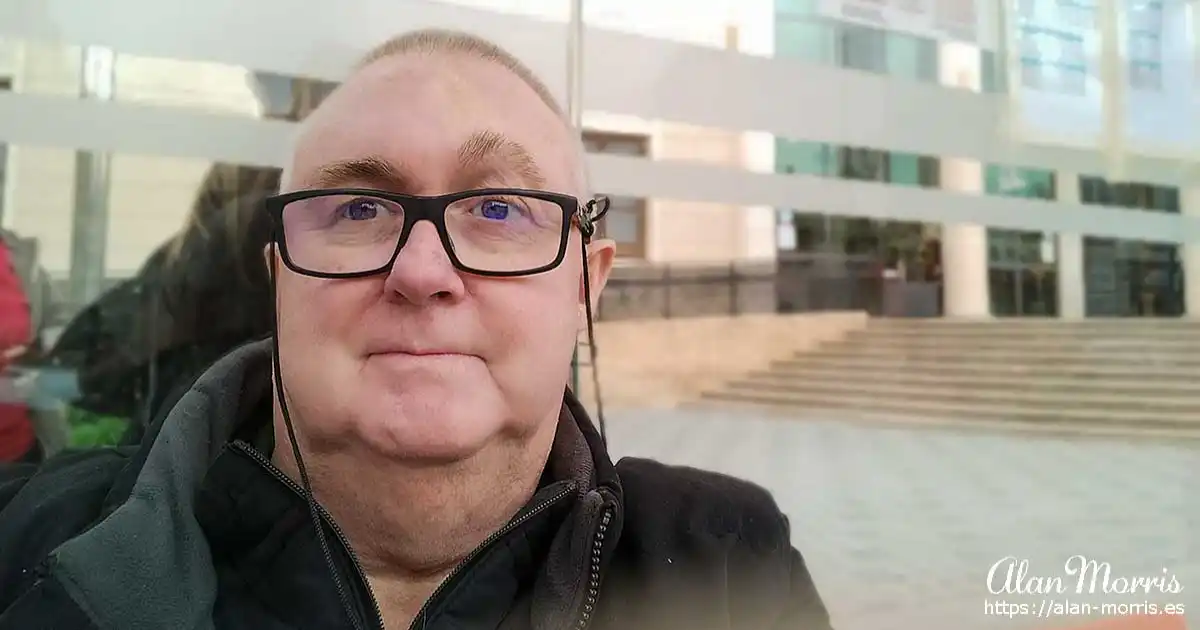 Alan Morris sat outside Los Alcazares Town hall.